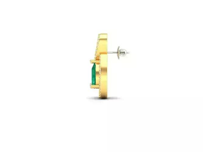 Gold Ear Studs With Emerald
