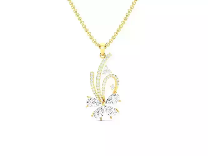 Flower Shaped Gold Pendant With Diamonds 7