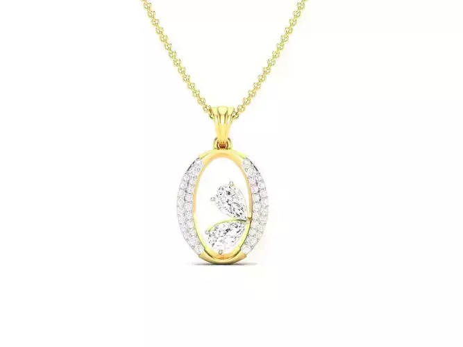 Oval Shaped Gold Pendant With Diamonds 4
