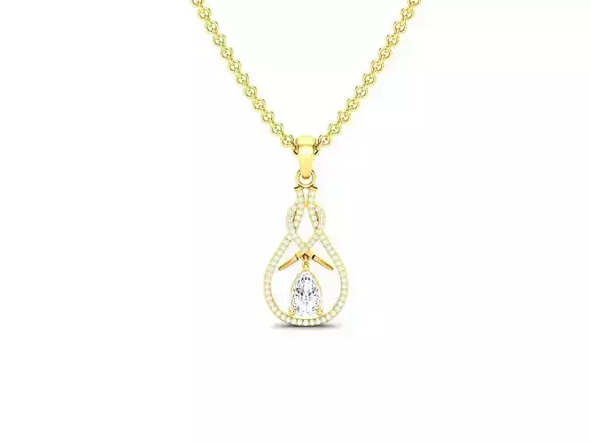Drop Shaped Gold Pendant With Diamonds 8