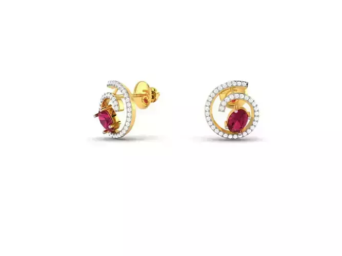 Spiral Gold Ear Studs With Gemstones