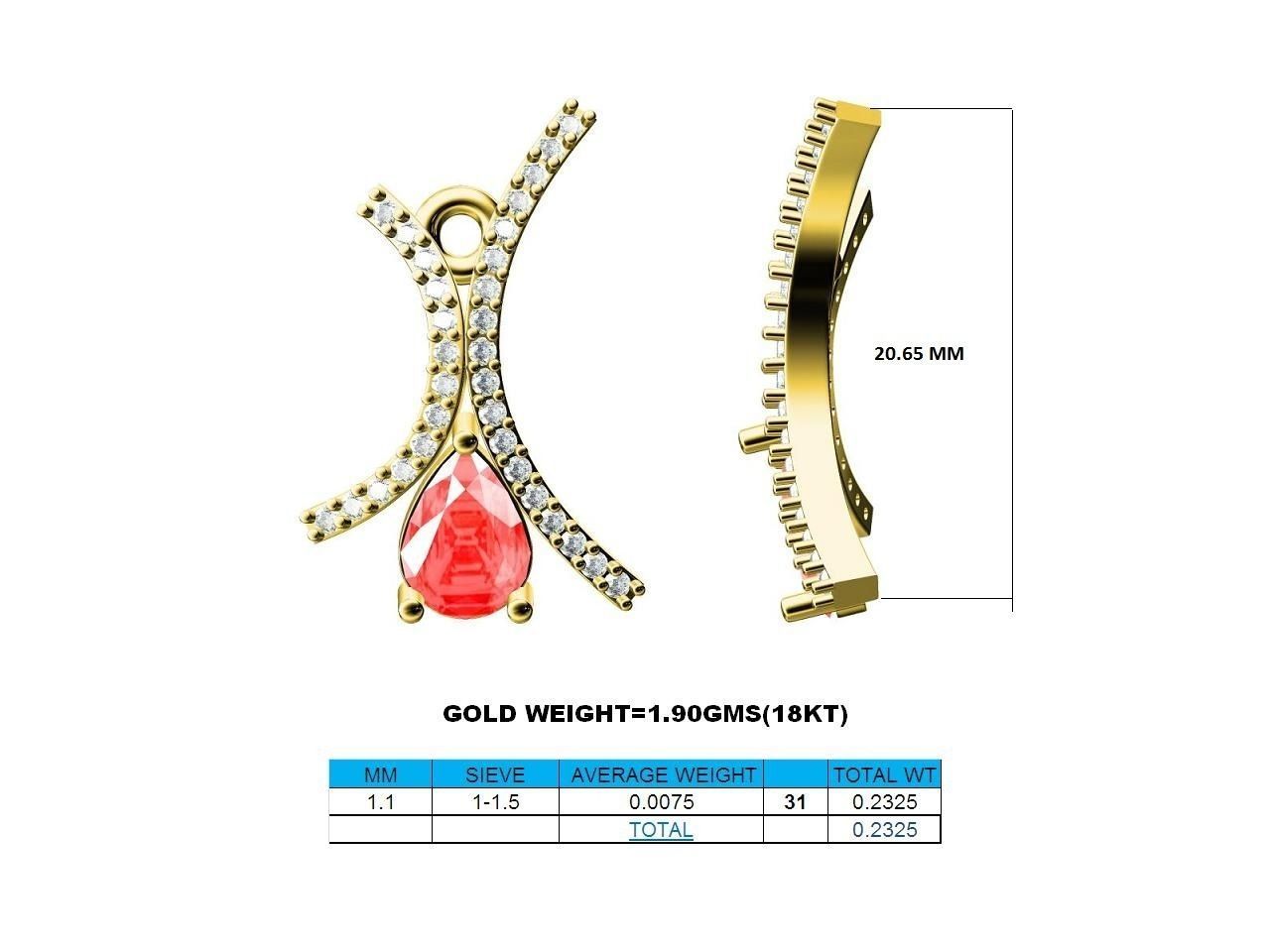 Gold Pendant With Emerald 3 3D print model_3