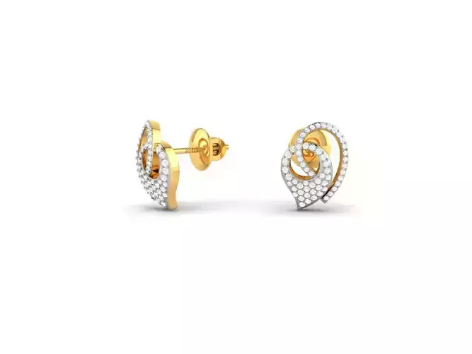 Mango Shaped Ear Studs With Diamonds 1