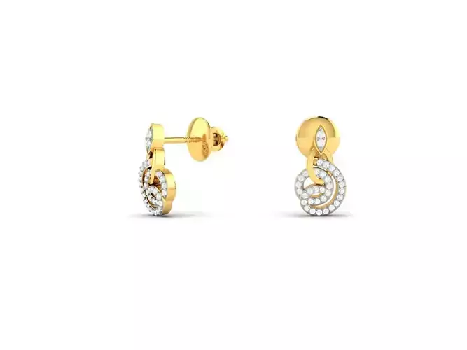 Spiral Gold Ear Studs With Diamonds 2