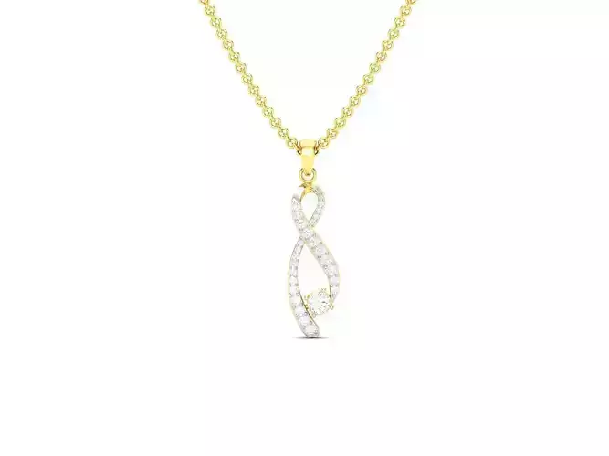 Loop Shaped Gold Pendant With Diamonds