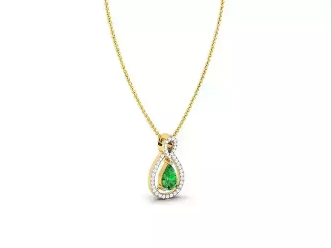 Drop Shaped Pendant With Emerald 1