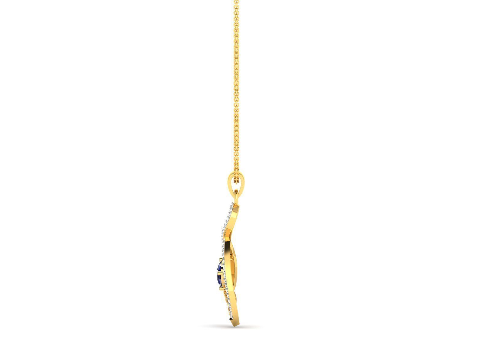 Loop Shaped Gold Pendant With Sapphire 3D print model_2