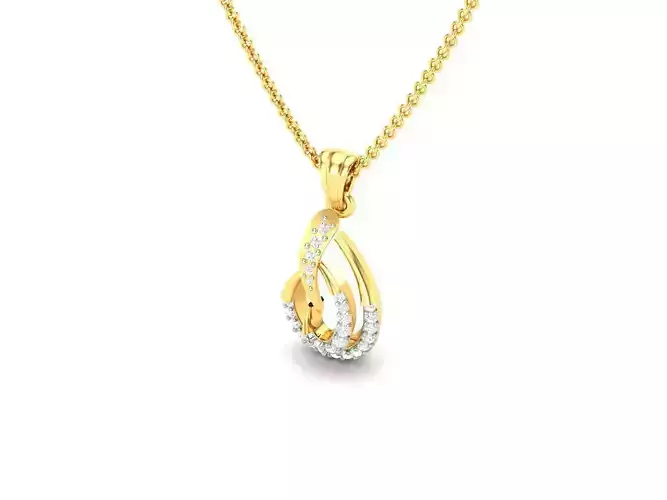 Drop Shape Gold Pendant With Diamonds 1 3D print model