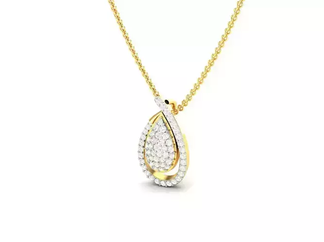 Drop Shape Gold Pendant With Diamonds 2 3D print model