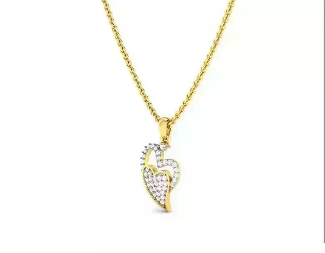 Heart Shaped Gold Pendant With Diamonds 4