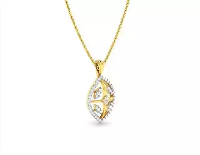Marquise Shaped Gold Pendant With Diamonds 8