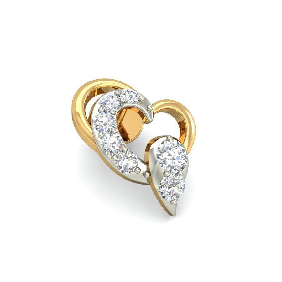Heart Shaped Earrings With Diamonds 3D print model_4