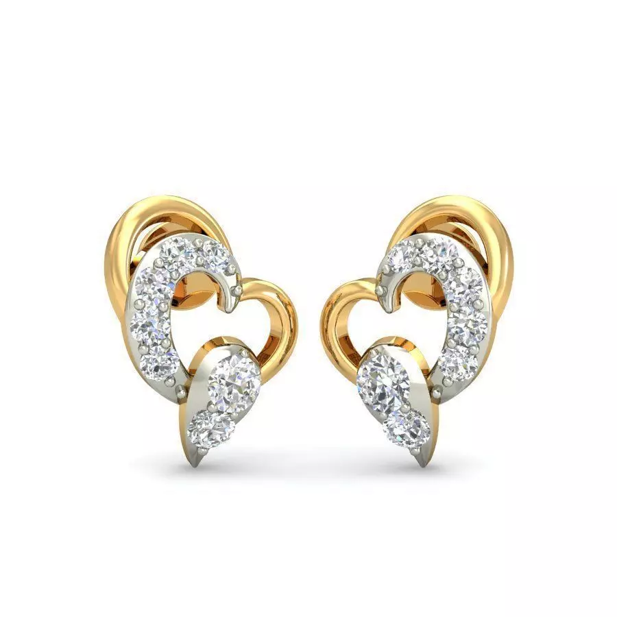 Heart Shaped Earrings With Diamonds 3D print model_0