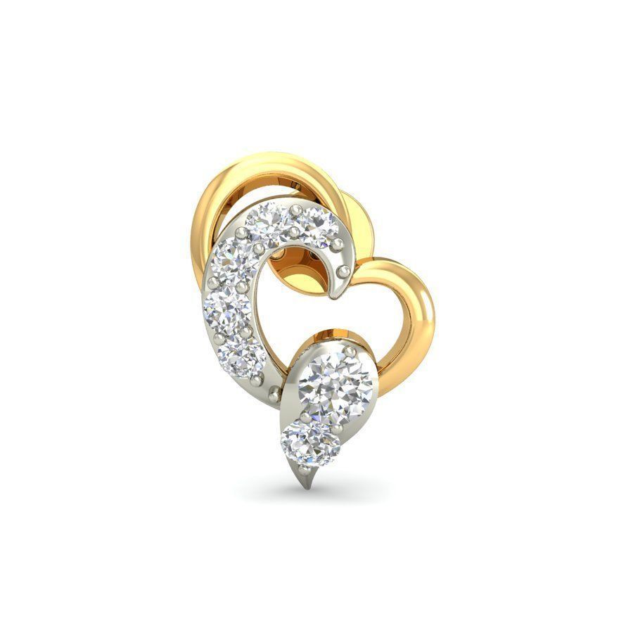 Heart Shaped Earrings With Diamonds 3D print model_2