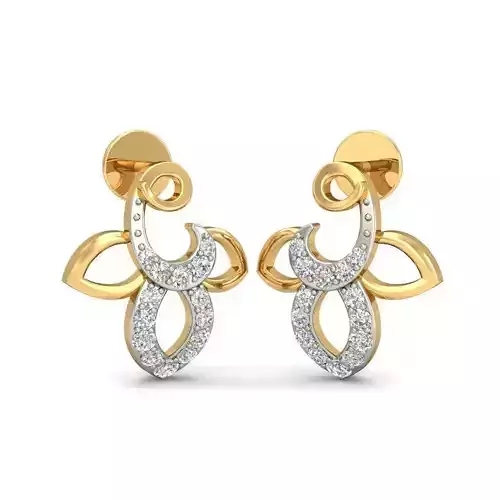 Flower Shaped Gold Earrings With Diamonds 8