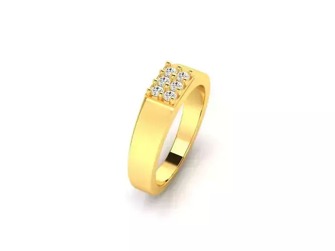 Mens Gold Ring With Diamonds 1 3D print model
