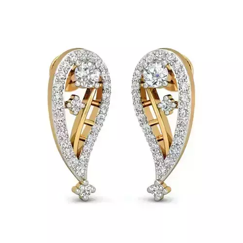 Mango Shaped Gold Earrings With Diamonds 6