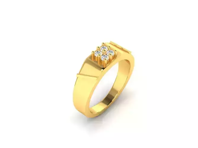 Mens Gold Ring With Diamonds 3 3D print model