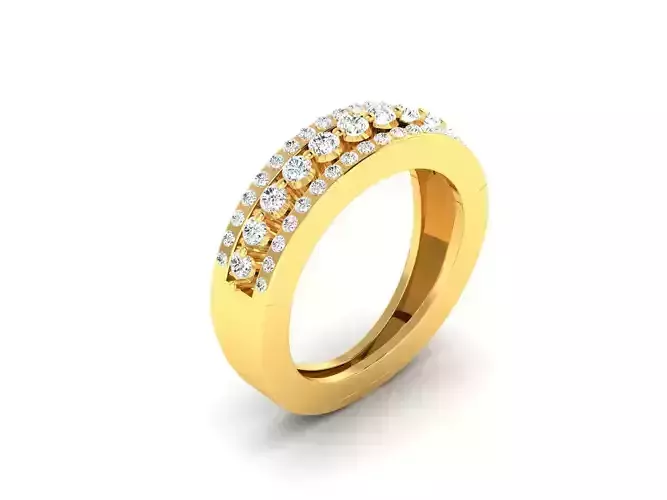 Gold Engagement Ring With Diamonds 194 3D print model