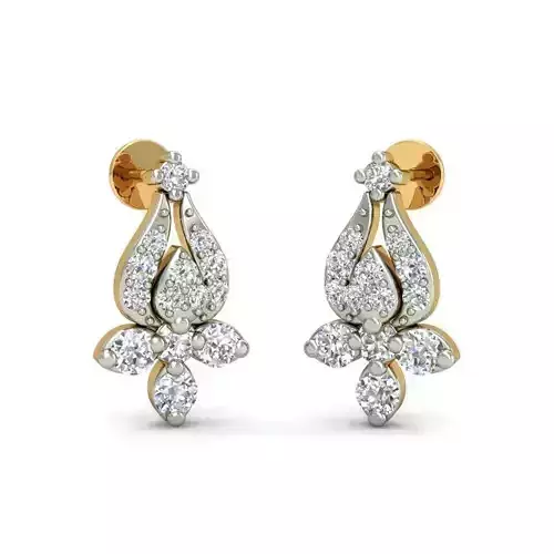 Floral Gold Earrings With Diamonds 6