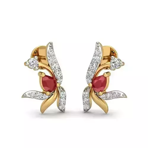 Gold Earrings With Gem 1