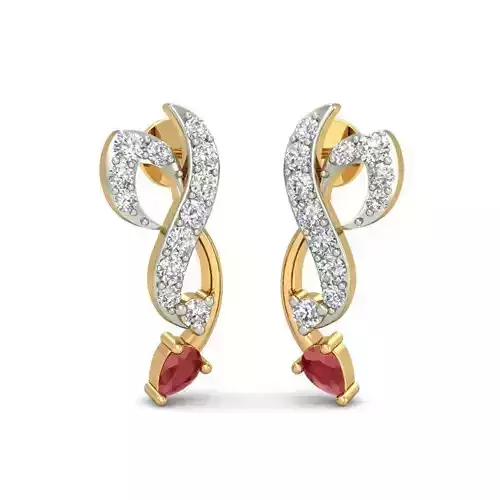 Gold Earrings With Gem 2