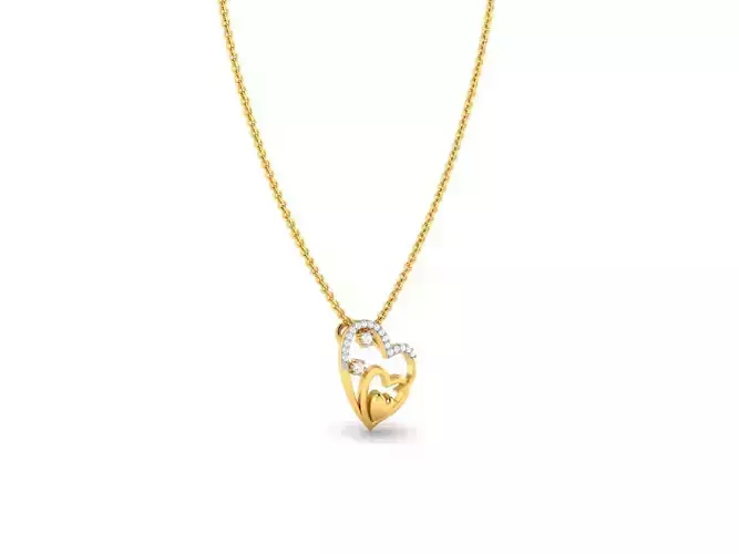 Heart Shaped Gold Pendant With Diamonds 5