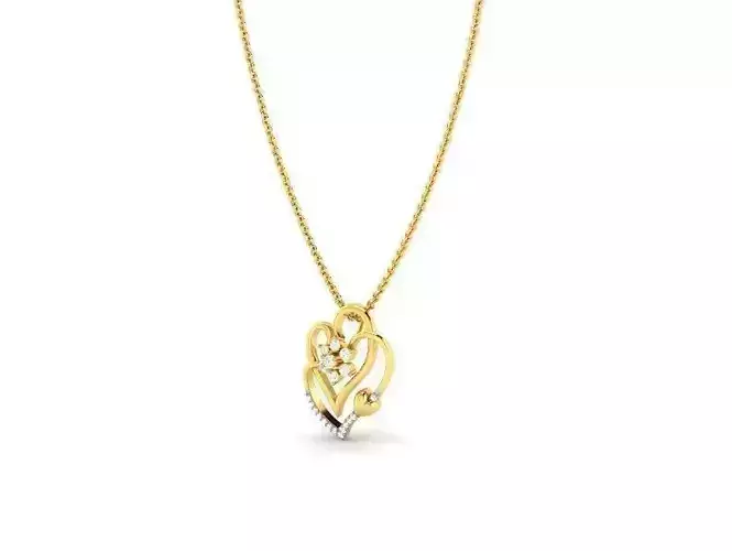 Heart Shaped Gold Pendant With Diamonds 6