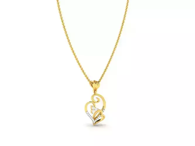 Heart Shaped Gold Pendant With Diamonds 7