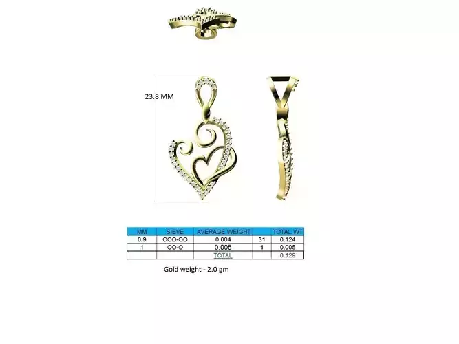 Heart Shaped Gold Pendant With Diamonds 12