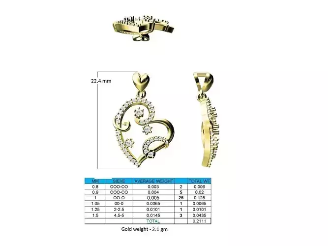 Heart Shaped Gold Pendant With Diamonds 13