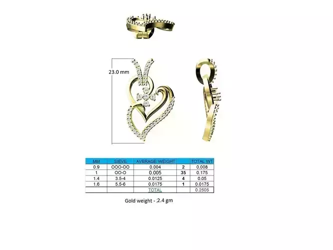 Heart Shaped Gold Pendant With Diamonds 16