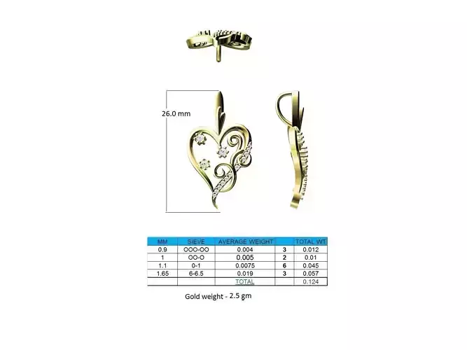 Heart Shaped Gold Pendant With Diamonds 17