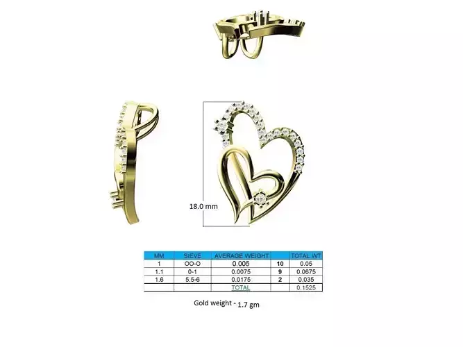 Heart Shaped Gold Pendant With Diamonds 22