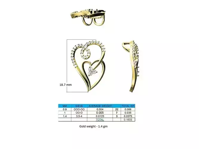 Heart Shaped Gold Pendant With Diamonds 23