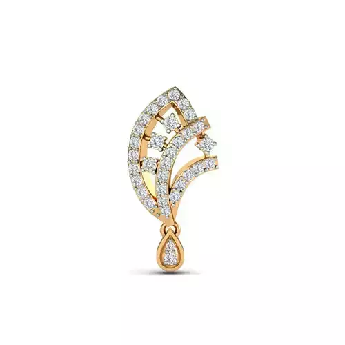 Leaf Shaped Gold Pendant With Diamonds 9