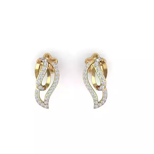 Leaf Shaped Gold Earrings With Diamonds 8