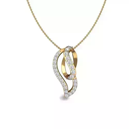 Leaf Shaped Gold Pendant With Diamonds 10