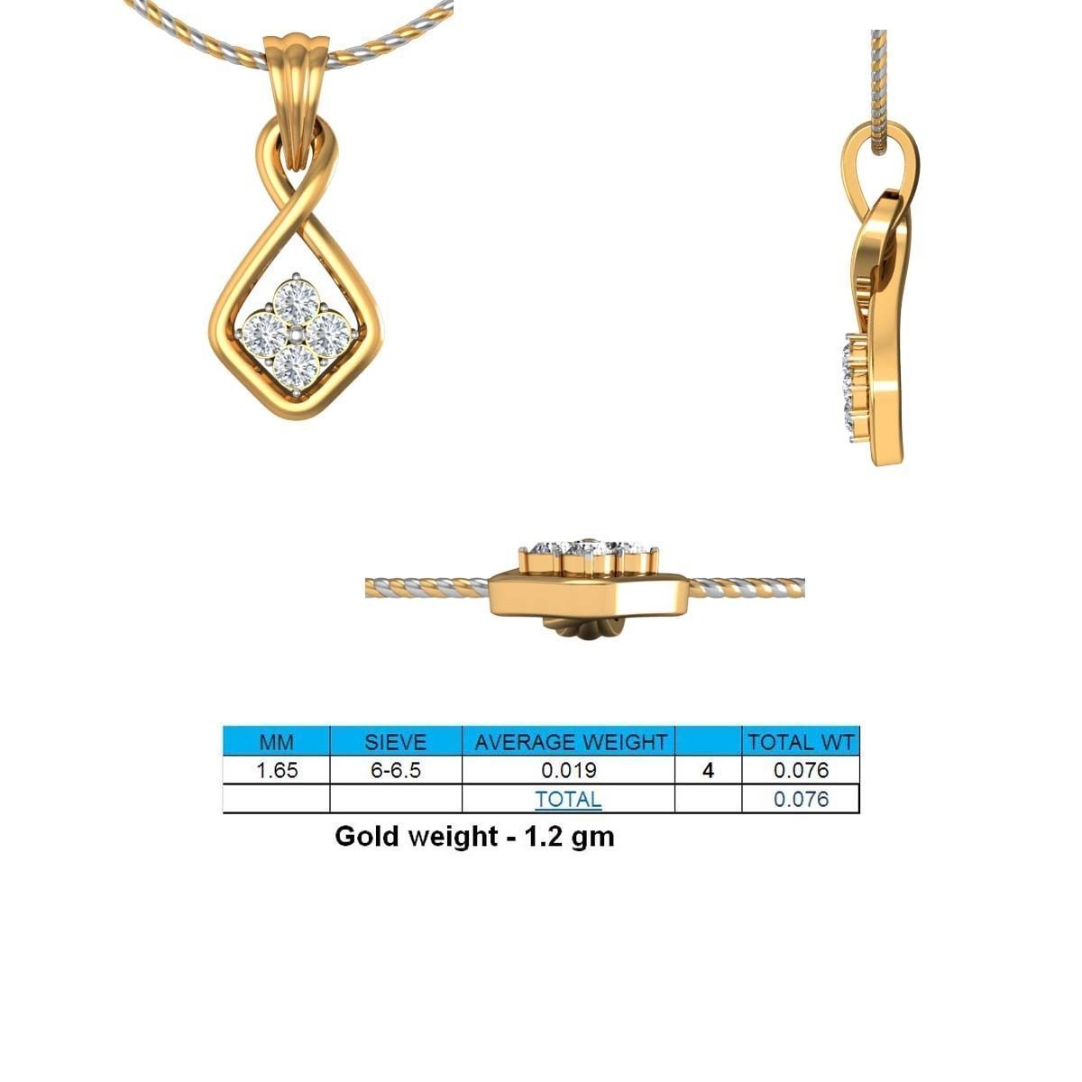 Loop Shaped Gold Pendant With Diamonds 1 3D print model_4