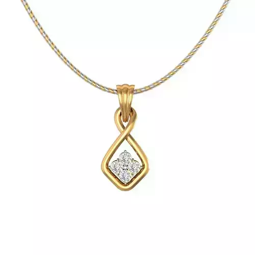 Loop Shaped Gold Pendant With Diamonds 1