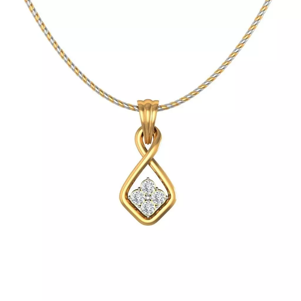 Loop Shaped Gold Pendant With Diamonds 1 3D print model_0