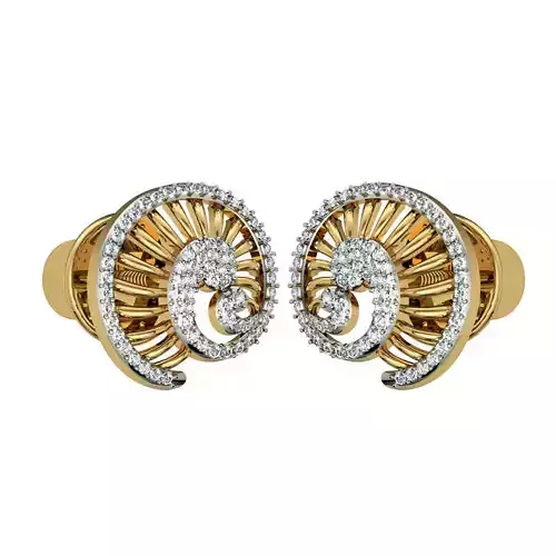 Spiral Gold Ear Studs With Diamonds 4