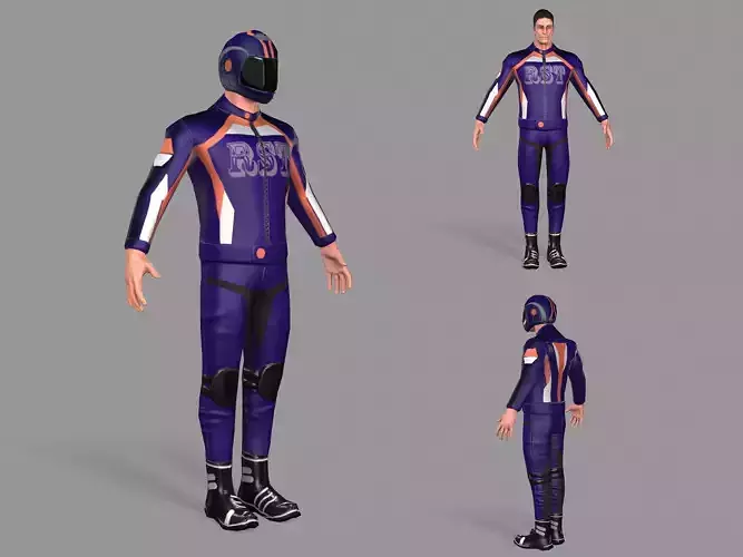 Biker man in orange suit