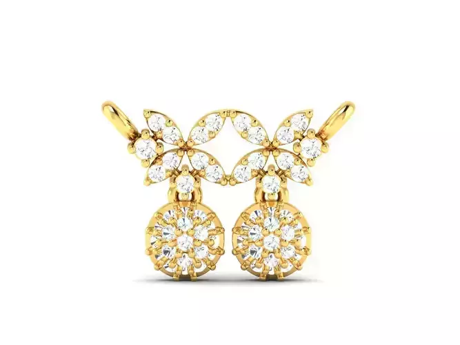 Floral Design Gold Necklace With Diamonds 36