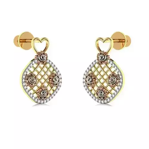 Floral Gold Earrings With Diamonds 7