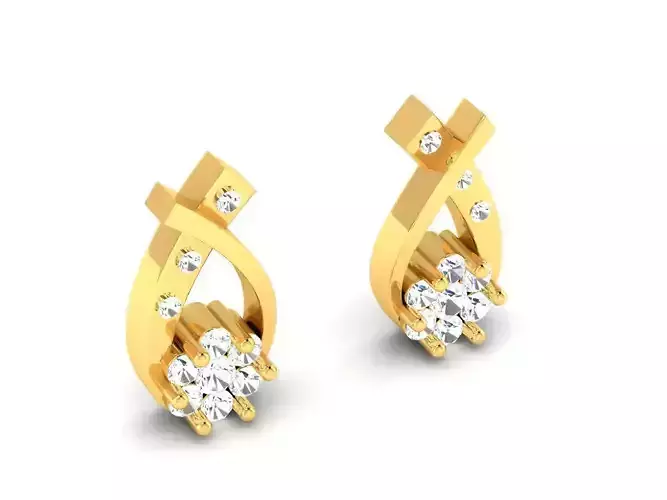 Loop Shaped Ear Studs With Diamonds