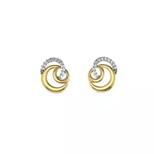 Round Shaped Gold Ear Studs With Diamonds 23