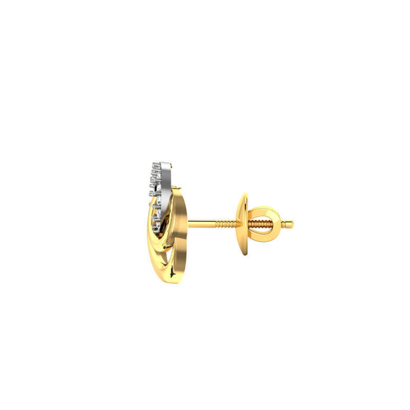 Round Shaped Gold Ear Studs With Diamonds 23 3D print model_2