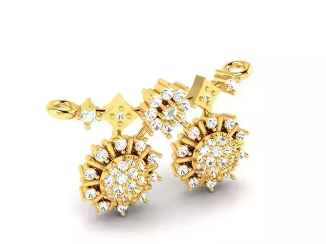 Flower Design Gold Necklace With Diamonds 4