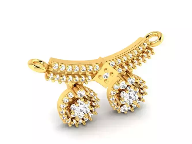 Round Design Gold Necklace With Diamonds 2